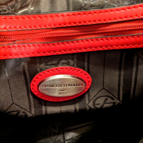 Francesco Biasia Handbag Purse Satchel - Calf Leather - Coral Color- Ex Cond - Picture 11 of 14